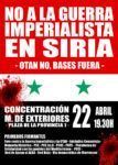 Concentración ante el MAE contra apoyo del gobierno español a bombardeos de EEUU en Siria. Sábado 22 de abril 19:30 horas.